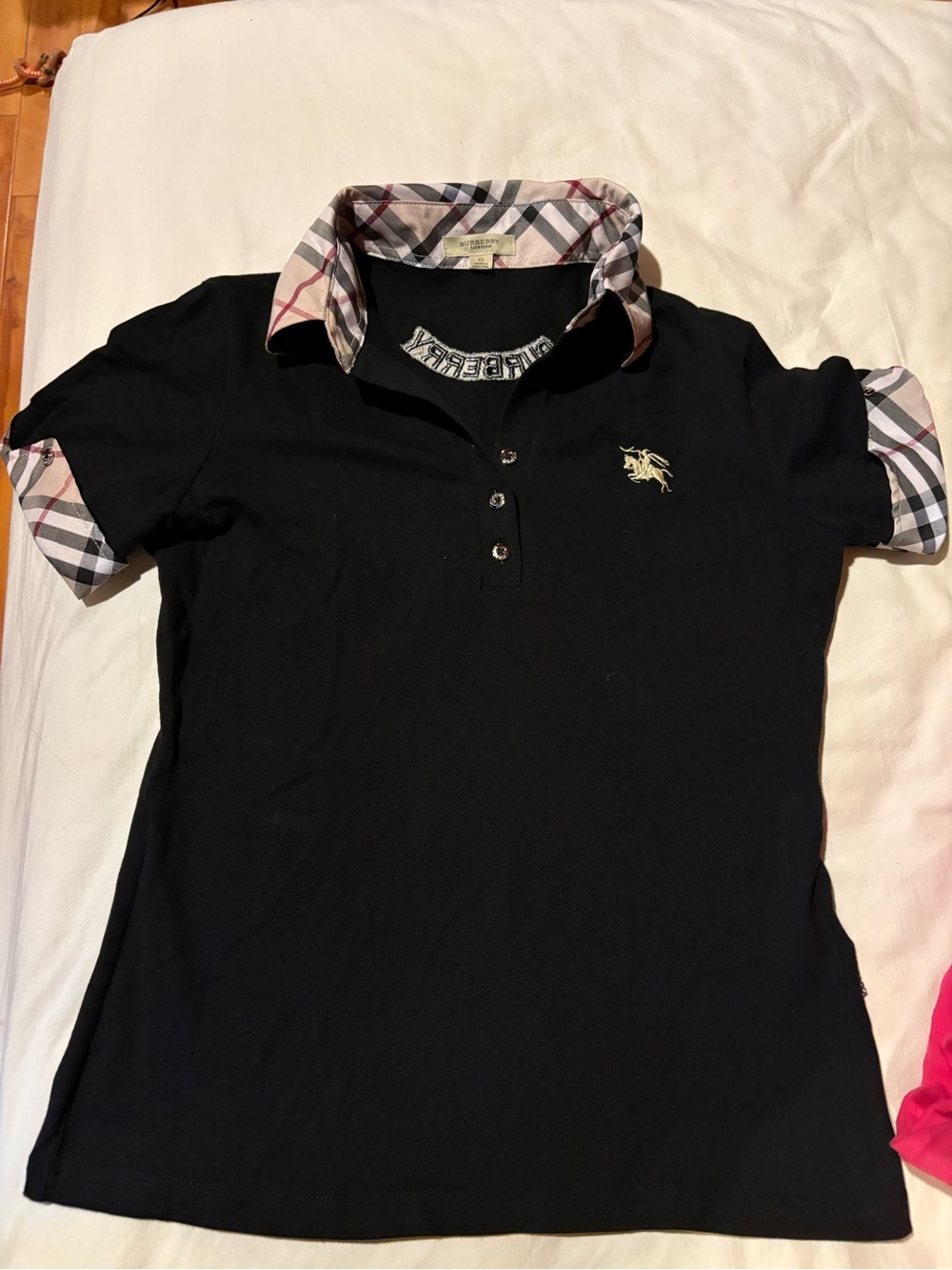 Burberry Black Polo with Logo Trim